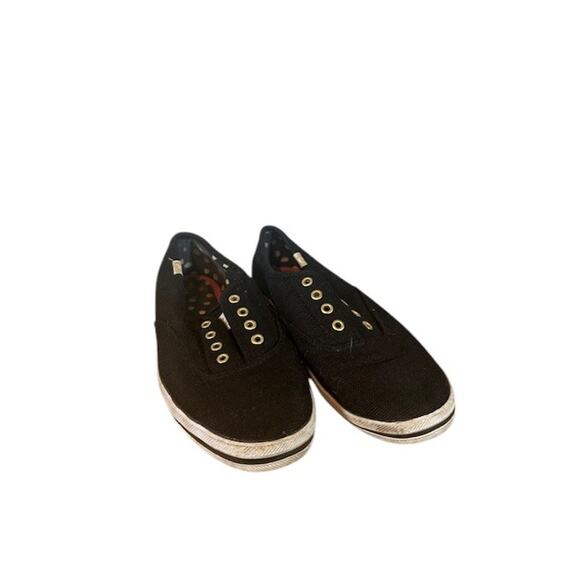 Kate Spade X Keds Black Laceless Slip on Flat Sneakers Women Sz 5.5 - Picture 1 of 9